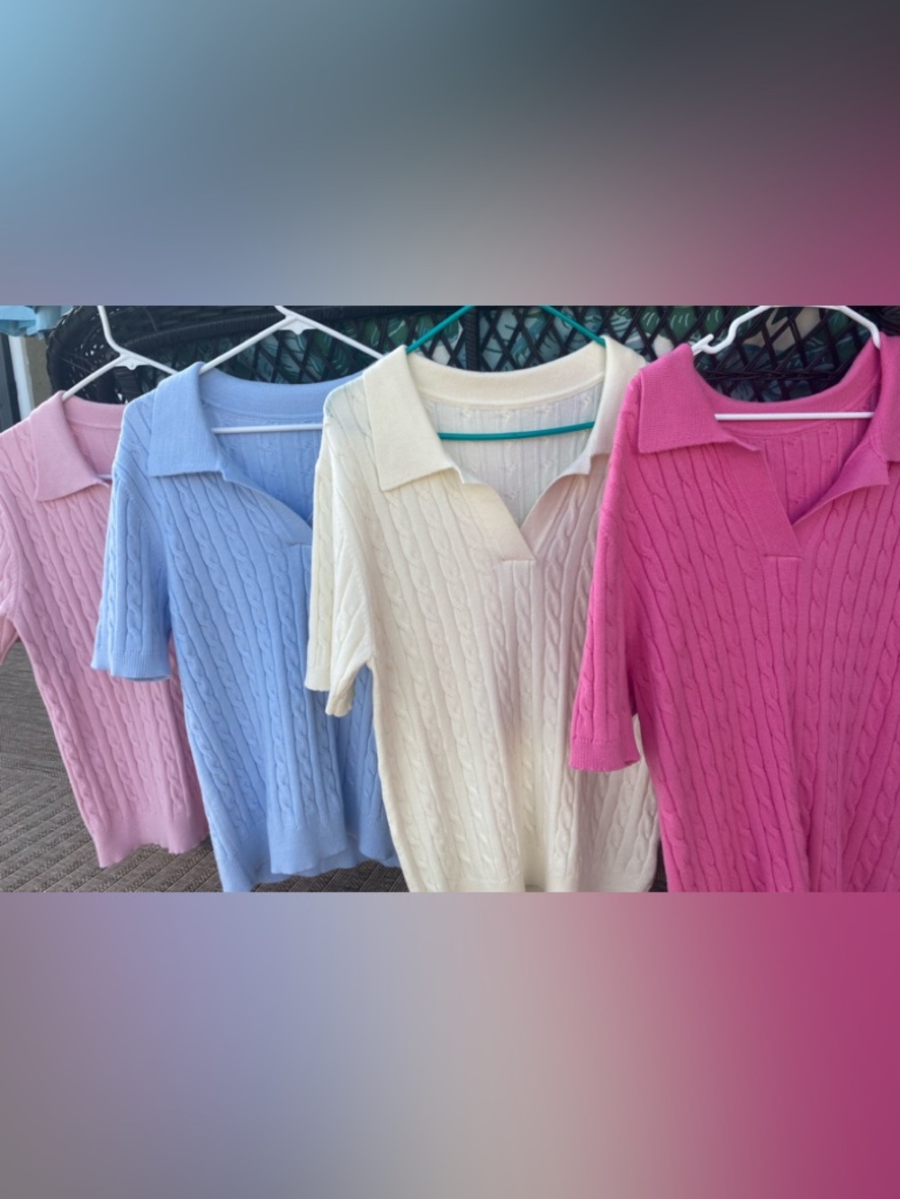 Four (4) Cable-Knit Polo Tennis Sweaters